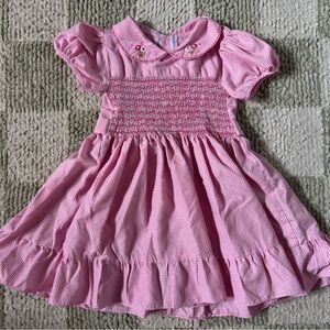 Vintage Pink Smocked Gingham Dress by Valijan 3T